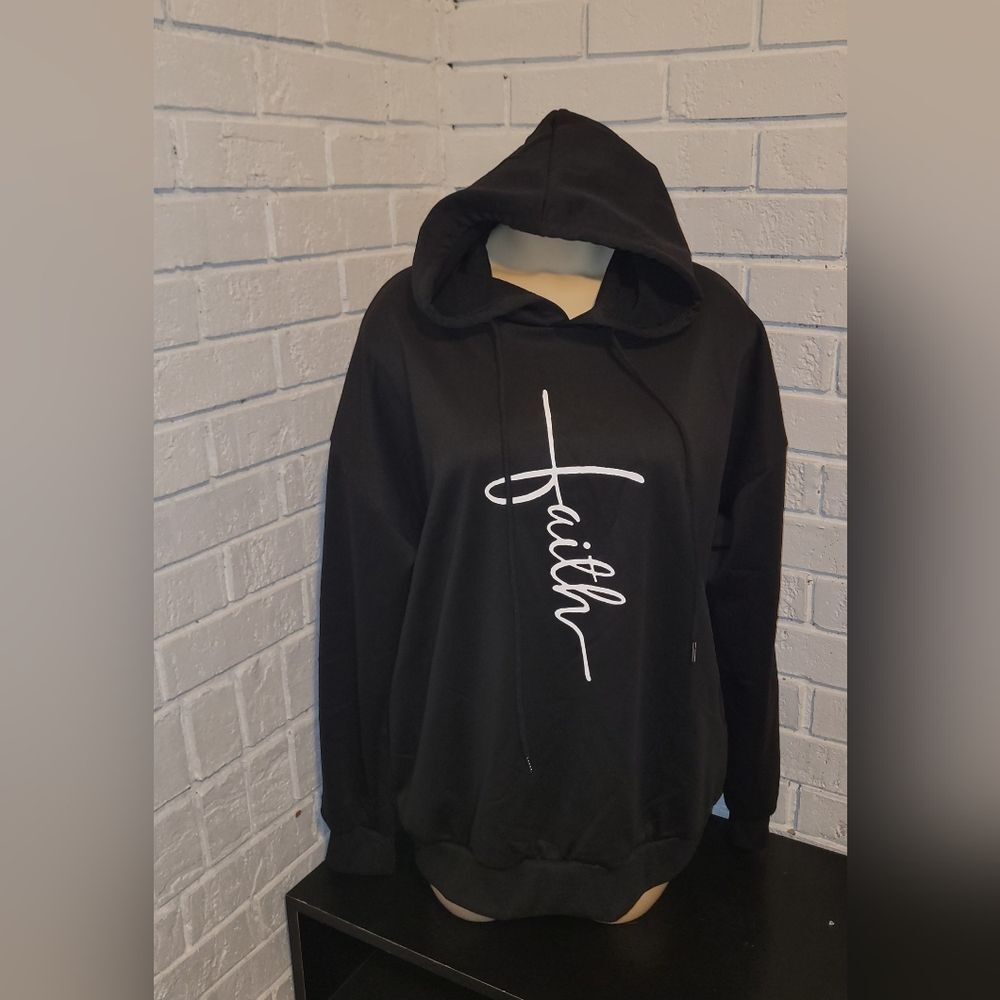 Faith" Graphic Pullover Hoodie Size Large - Picture 3 of 6